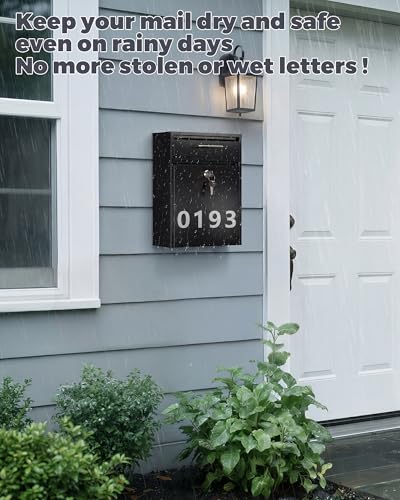 Image of LAND.VOI Large Capacity Mailbox for Outside, Heavy Duty Rustproof, Locking Mailbox, 4 Replaceable Keys, Weatherproof Wall Mounted Mailbox for Residential & Apartment, 15.4 inchx11.8 inchx4.7 inch, Black, Large