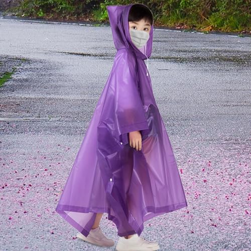 Children's Rain Poncho with Hood, Lightweight Waterproof Outerwear for Kids3