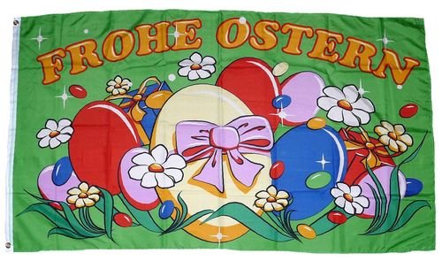 Fahne Flagge Frohe Ostern Eiernest grün 60 x 90 cm