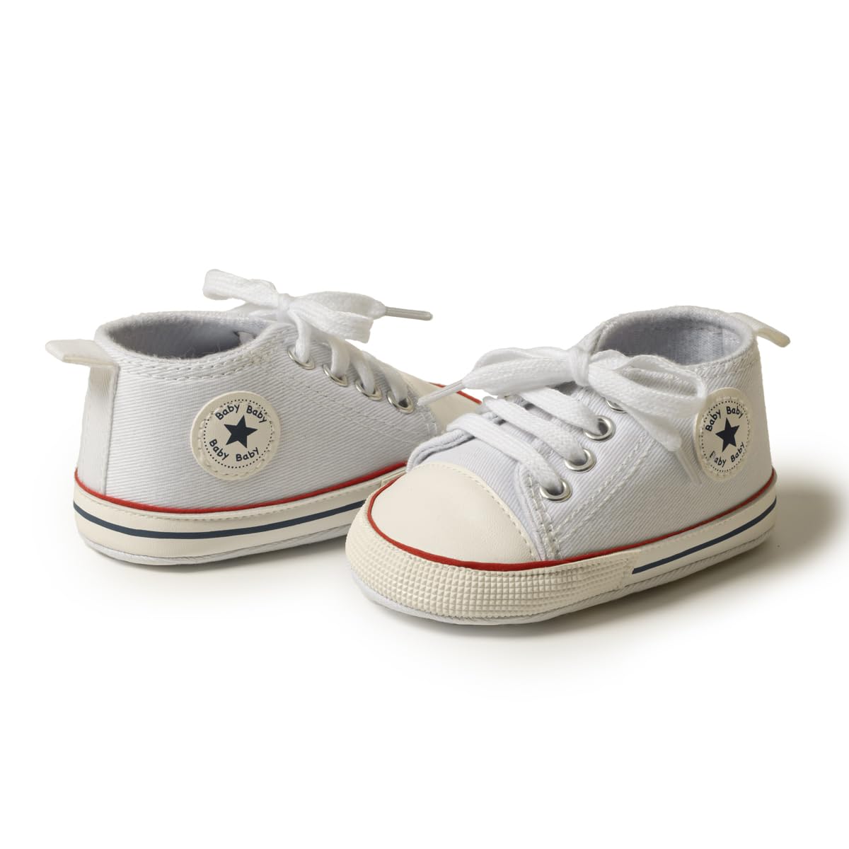 6 to 12 Months Baby Boys & Girls Canvas Shoes,Infant Non Slip Sole Lace Closure Booties-BT4596
