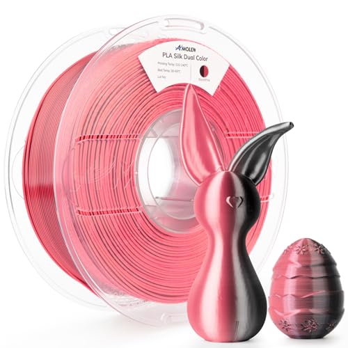 Image of AMOLEN Silk PLA 3D Printer Filament, Dual Color Pink Black PLA 1.75mm, Shiny Color Change Filament 3D Printing PLA Filament for Most FDM 3D Printer, 1kg Spool(2.2lbs)