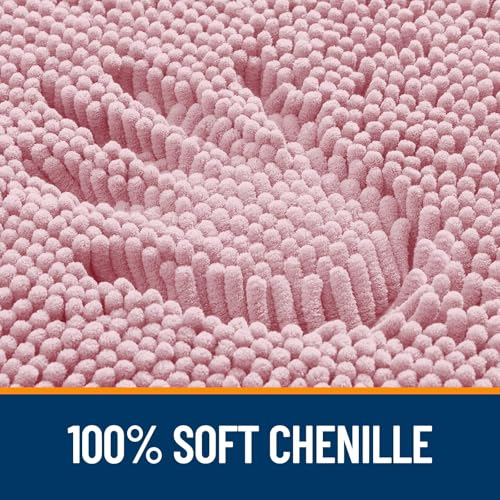Image of OLANLY Bathroom Rugs Sets 2 Piece, Soft Absorbent Chenille Bath Mats and U-Shaped Contour Toilet Mat Area Rug Set, Machine Washable Bath Carpet, Home Decor Accessories(30 inchx20 inch+24 inchx20 inch, Dusty Rose)