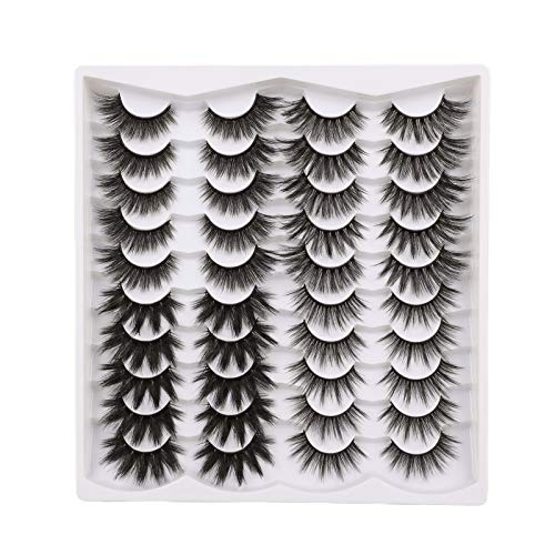 20 Pairs False Eyelashes 4 Styles Fluffy Volume Faux Mink Lashes Wispy Natural Look Fake Lashes Dramatic Soft Handmade Reusable Lashes Pack