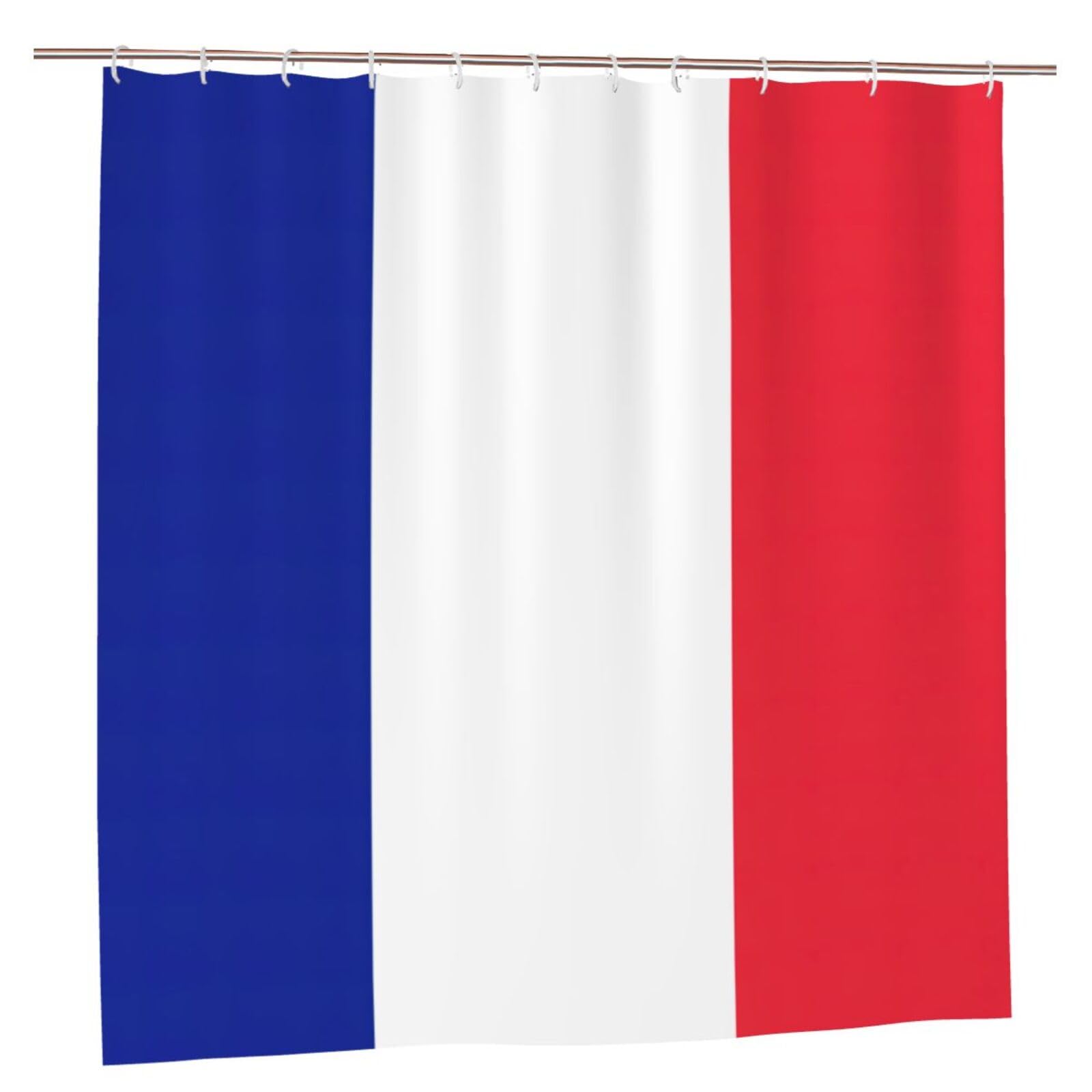 Rideau de douche drapeau français anti-moisissure 183x183 cm à œillets inoxydables