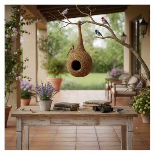 Image of Xtore Nestique Hanging Fiber Planter | Handwoven Cocoon-Style Plant Holder for Balcony & Indoor Decor - (Natural, 1 Piece)