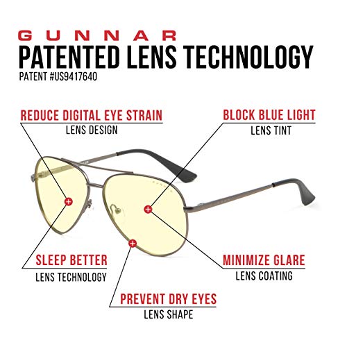 GUNNAR - Premium Gaming and Computer Glasses - Blocks 65% Blue Light - Maverick, Black/Gold, Amber Tint3