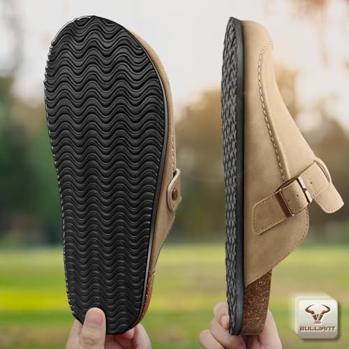 Image of BULLIANT Women Mules Clogs-Memory Foam Cushioned Cork Footbed-Fleece Lined