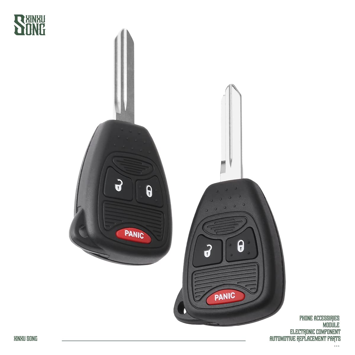 XINXUSONG 2Pcs Car Key Fob Keyless Flip Entry Remote OHT692427AA 3-btn Compatible with Ram Commander Compass Grand Cherokee Liberty Patriot Wrangler Sebring Aspen Durango Dakota Avenger KOBDT04A