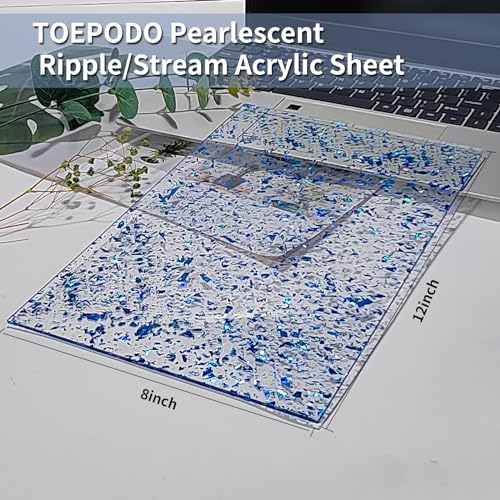 Image of TOEPODO Glitter Acrylic Sheet Irregular Glitter 1 /8 Thickness Sparkle Plastic Acrylic Panels for Laser Cutting Engraving Craft DIY Decor Ornaments (2, Blue)