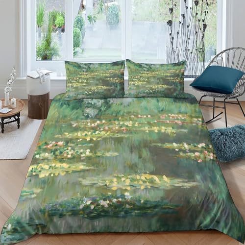 Housse de couette hypoallergique nénuphars anti-plis en microfibre douce