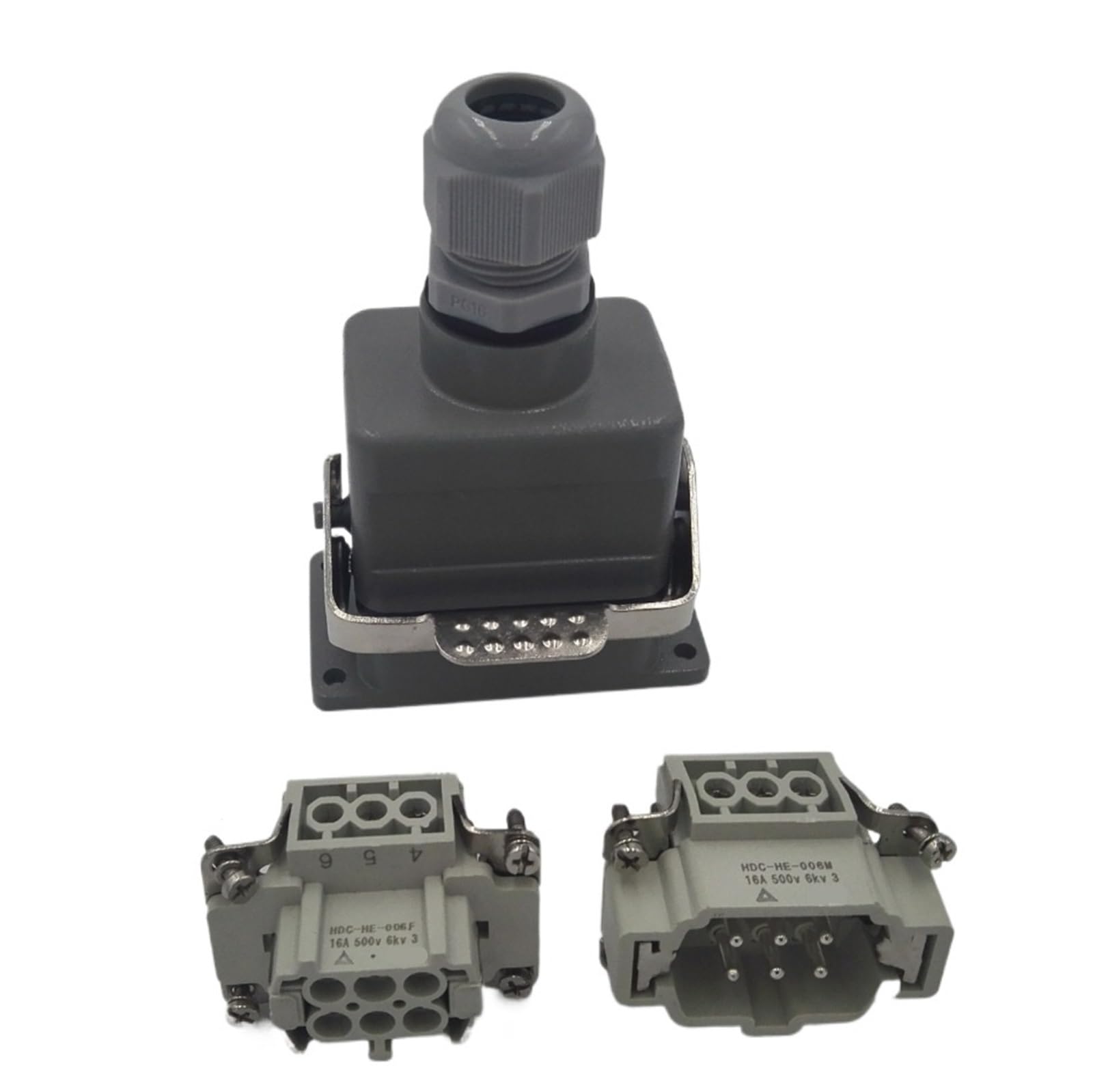 Conector de alta resistencia ACJ3 HE006 con diseño rectangular impermeable de 6 pines 5