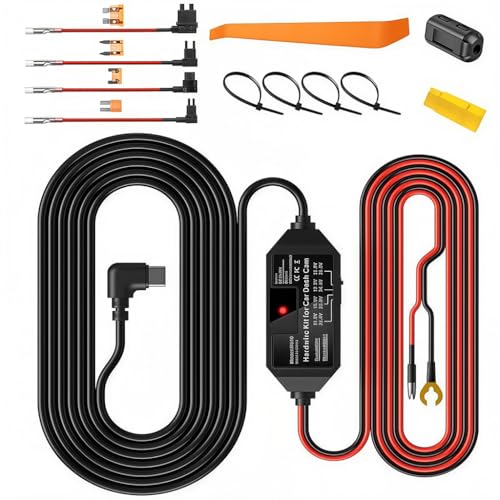 Image of STHIRA Dash Cam Hardwire Kit, Automatic Dash Cam 12V /24V to 5V Step-down Cable Kit with Controller, Adjustable USB C Plug-in Low-voltage Protection Wiring Kit for RV, SUV