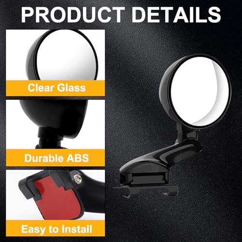 Image of Blind Spot Mirror Adjustable 360 Degree Car Side Mirror, HD Glass Rear View Exterior Accessories Frame Thickness Less than 5MM for Car SUV (long-armed Right)