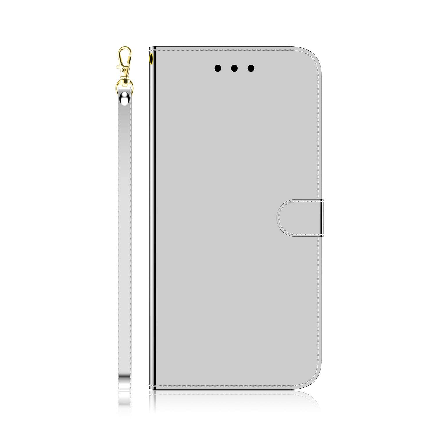 zl one Compatible with/Replacement for Infinix HOT 8 / X650 / CC7 PU Leather Protection Cute Painted Card Slots Wallet Flip Cover (Silver)