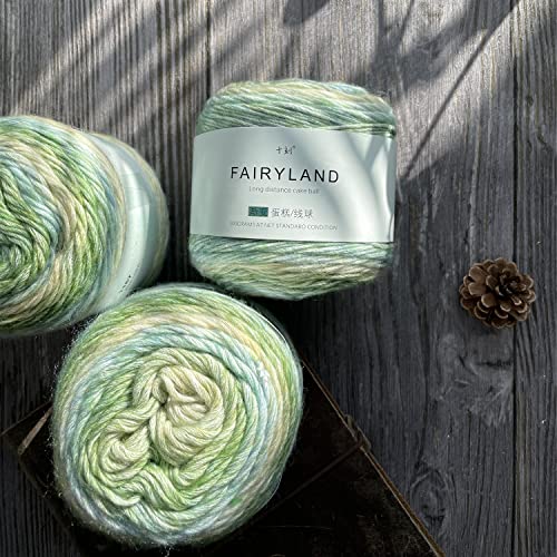 Shike Fairyland Gradient Color Cotton Cake Yarn,Medium-Fine Multicolor Rainbow Yarn For Knitting Or Crocheting,100G 60% Cotton 30% Acrylic 10% Wool,Self Striping Ombre Air Yarn (67, 1 Ball) #TOP1