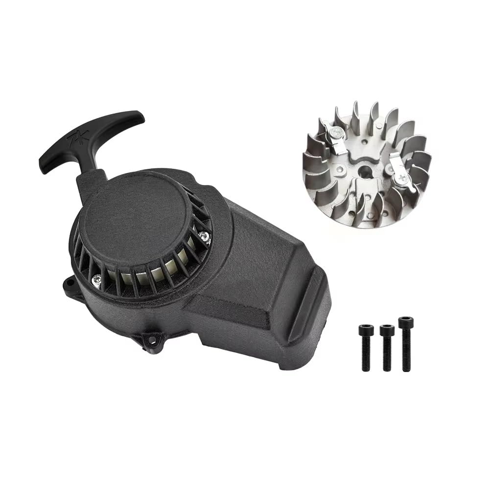 Motor De Arranque Para 47cc 49cc 2 Tiempos Arranque Motor | Arranque Por Cuerda + Volante Negro Para Mini Scooter De Bolsillo Dirt Bike ATV Extractor Arranque Retroceso