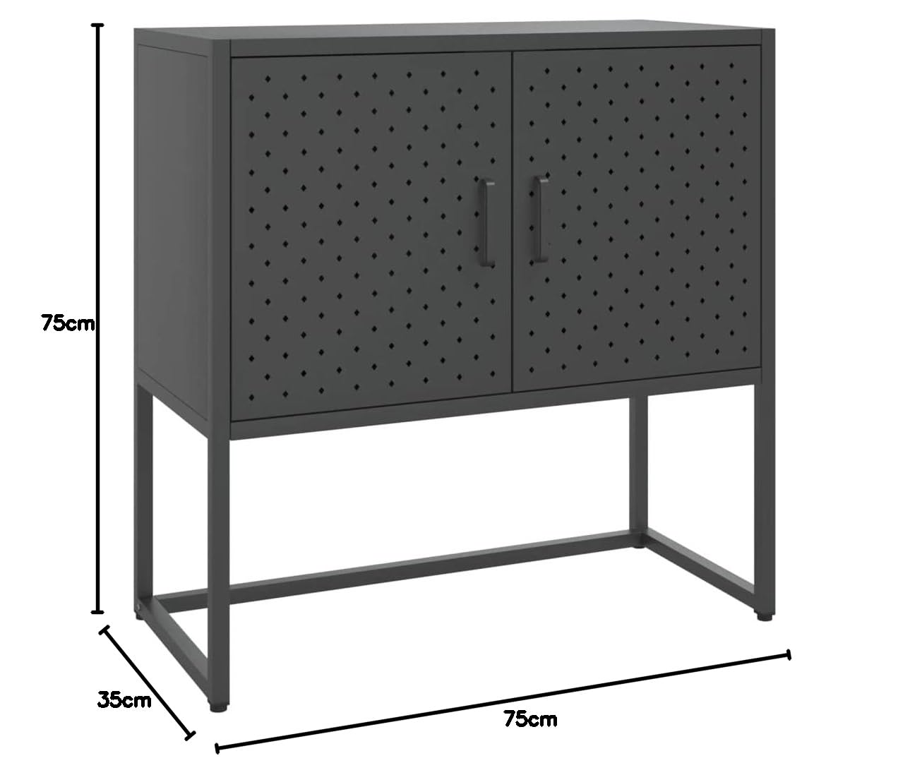 Kredens antracytowy, 75 x 35 x 75 cm, stal, komoda na korytarz, szafka komodowa, szafka na pranie do sypialni