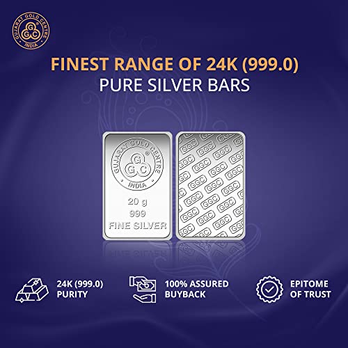 Image of GGC Gujarat Gold Centre 20 Gram Silver Mint Bar 24K 999.0 Purity