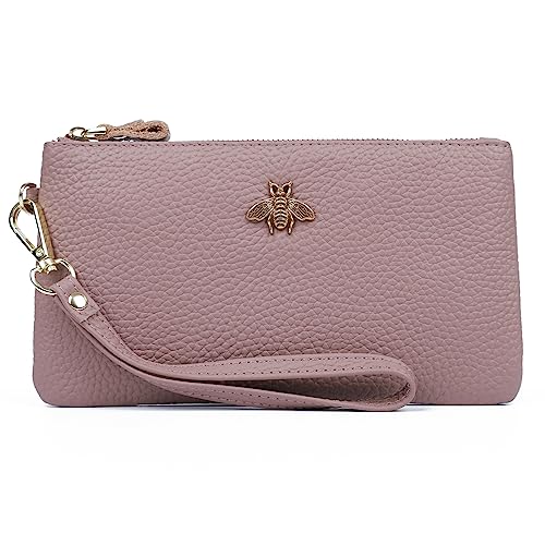 Image of imeetu Wristlet Wallets for Women, Wristlet Clutch Purse, Phone Wallet | Genuine Leathe Wallet Women, Lightweight Water-resistant Long Wallet with Wrist Strap, Zip Coin Pocket, Gift Box, Bee Decor