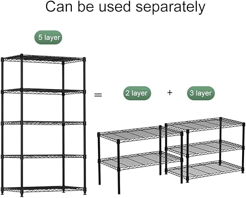 Miniatura 4 de Shelves 5-Tier Metal Storage Shelves, Wire Shelving Unit Storage with Adjustable Leveling Feet, for Laundry Bathroom Kitchen,Each Layer Load 220 LBS