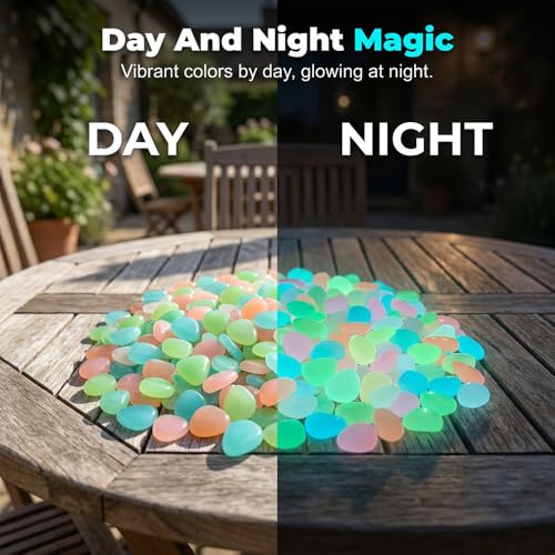 Image of Colorful Glow in the Dark Rocks, 2026 New Outdoor Night Garden River Pebbles, Upgrade Magical Luminous Rocks Gravel Fish Tank Aquarium Stepping Yard Decor (Multicolor-1000pcs)