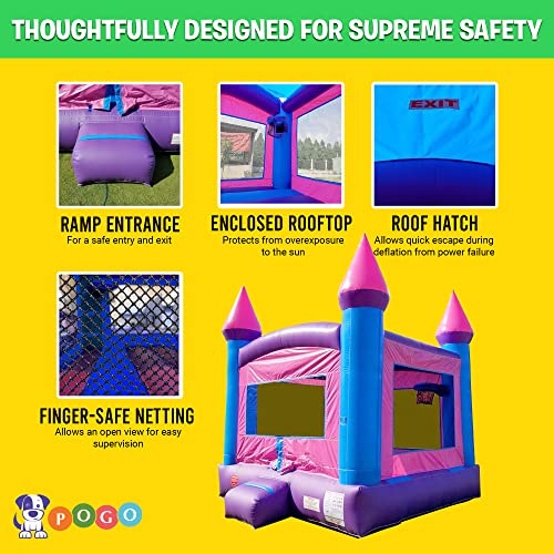 Crossover Classic Pink Inflatable Bounce House, Bouncy Jump Castle for Kids and Toddlers, Outdoor Birthday Party Jumping Bouncer, Commercial-Grade, Without Blower, 13 x 12 x 14.5 Ft - Image 7