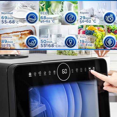 Miniatura 5 de Duronic Dw5 Bk Lavavajillas Pequeño - Lavavajillas Portatil Sin Instalacion, Mini Lavavajillas Compacto, Máquina Lavar Loiça, Maquina De Lavar Loiça, 6 Programas, 950w, Secado Rápido, 52.3 Db