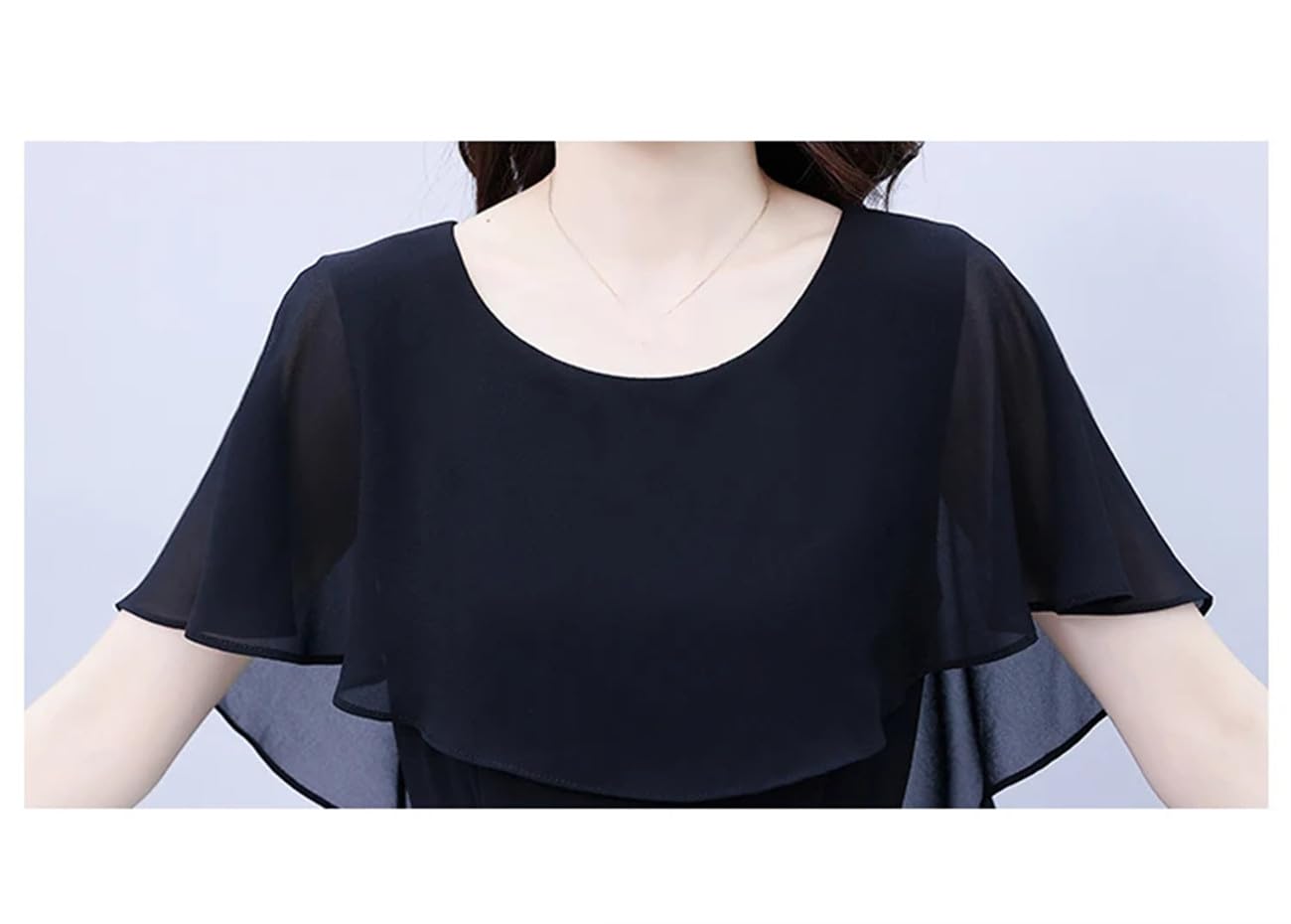 Yeuyyben Elegante abito estivo da donna in chiffon increspato casual da spiaggia abito lungo aderente abito da ballo vintage abiti midi per feste