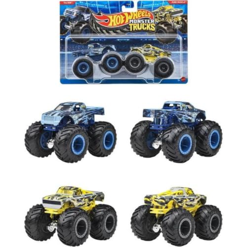 Image of Hot Wheels Monster Trucks The 909 Vs Pure Muscle Demolition Doubles 2026 1:64 Scale 3+ Ages - Multicolor