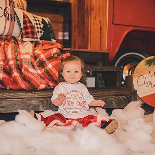 Twopumpkin Christmas Shirts for Toddlers Baby Girl Boy Candy Cane Long Sleeve T-Shirt Crewneck Sweater Fall Winter Outfit (Candy Canes Gray,3-4T)
