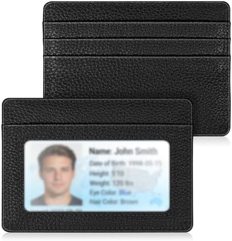 FINTIE Flat Wallet Card Holder ID Case Premium Faux Leather RFID Protection Slim Wallet Credit Card Holder with ID Window and Quick Access Compartment for Men Women