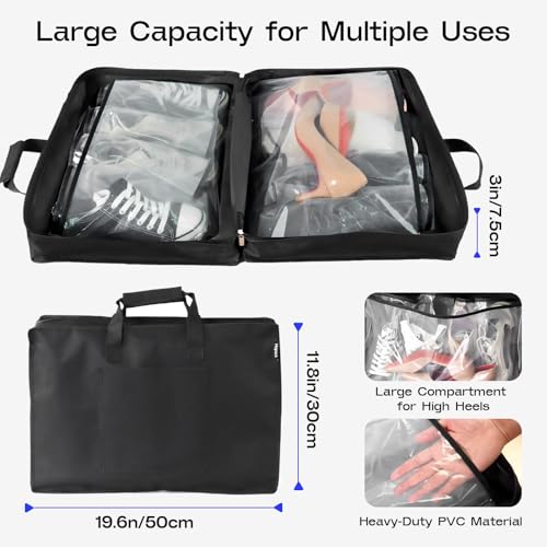 Shoe Bag for Travel with Handle, Travel Shoe Organizer Portable Luggage Shoe Storage Bag, Shoe Bags for Packing in Suitcase (Black)2