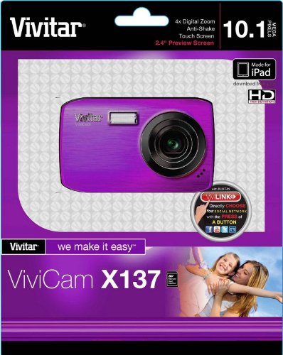 Vivitar VX137-PUR 10.1MP デジタルタッチスクリーンカメラ 1.8インチLCDスクリーン付き - 本体のみ (パープル)