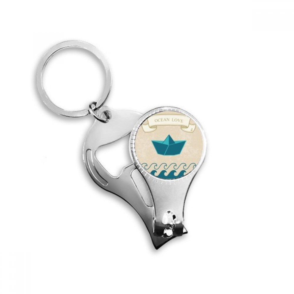 Paper Folding Ocean Love Sea Sailing Boat Nail Nipper Ring Key Chain Bottle Opener Clipper