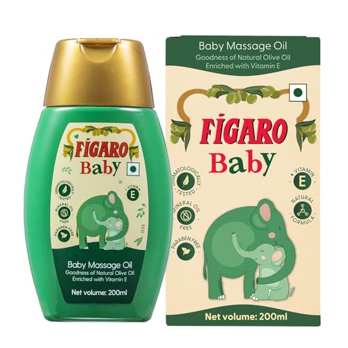 Image of Figaro Baby Massage Oil With Goodness Of Natural Olive Oil Enriched With Vitamin E, Dermatologically Tested, 200 Ml (Pack of 2)