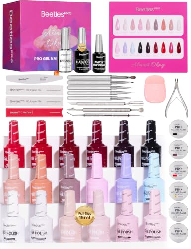 Image of Beetles PRO 42Pcs Gel Polish Kit, Almost Okay Collection, 18 Colors Gel