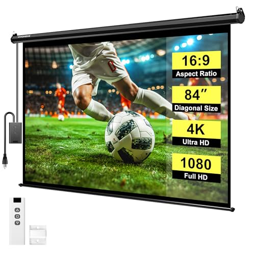 VIVOHOME 84 Inch 16:9 Motorized Projector Screen Black
