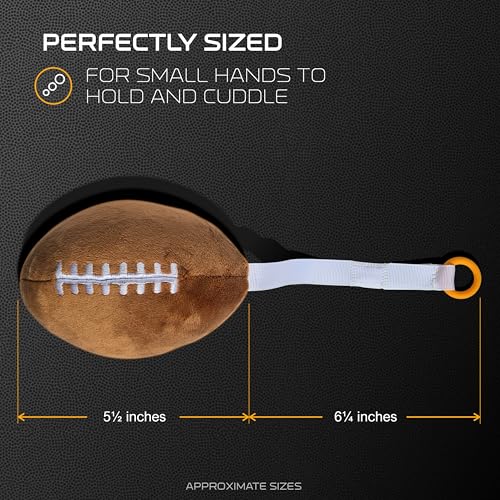 Image of Los Angeles Rams Plush Football Pacifier Holder by Smilo - Officially Licensed NFL Soother Holder - Soft Plush Toy and Dummy Holder - Fits Any Pacifier - Stroller Accessory & Newborn Essential