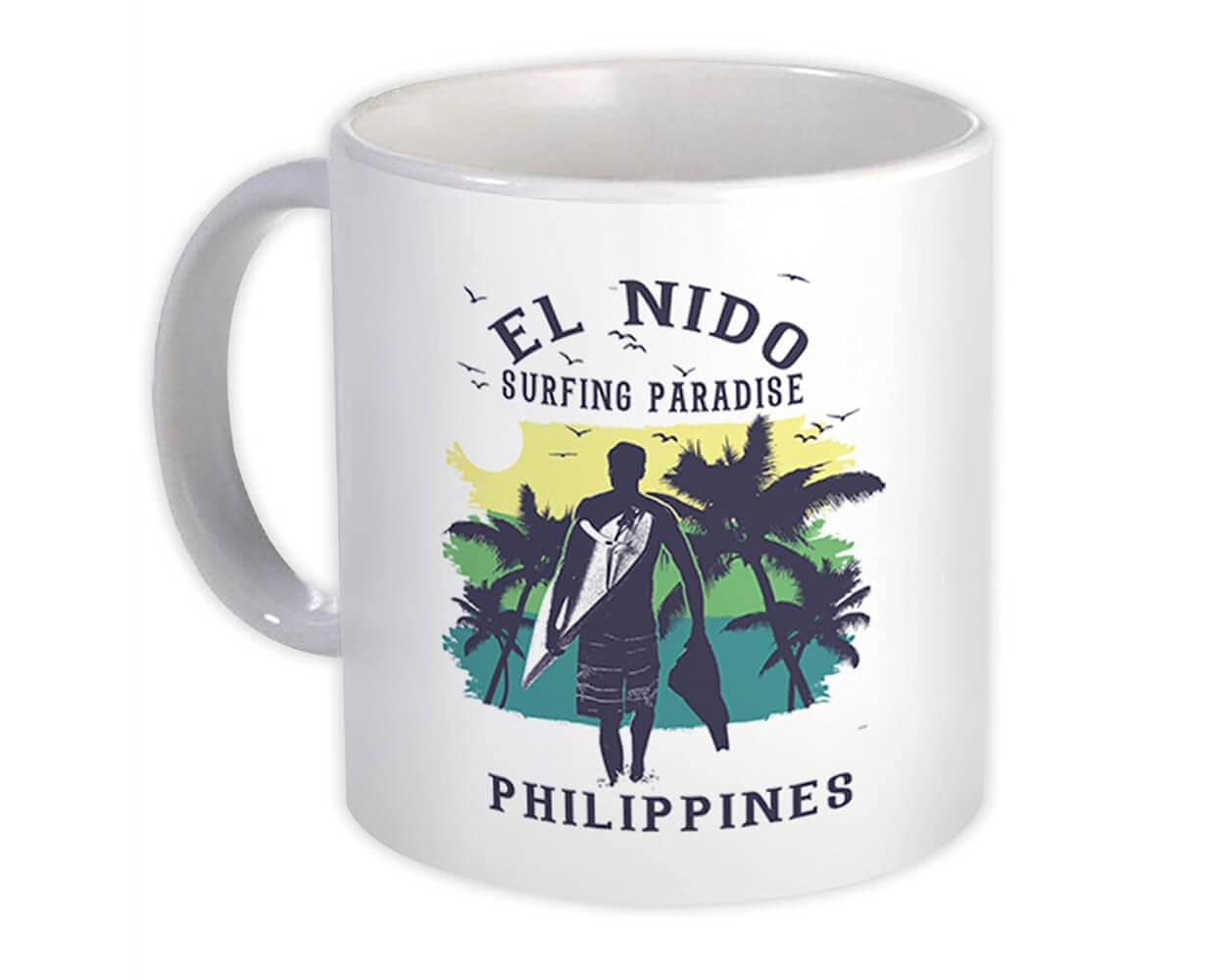 El Nido Philippines : Gift Mug Surfing Paradise Beach Tropical Vacation - White