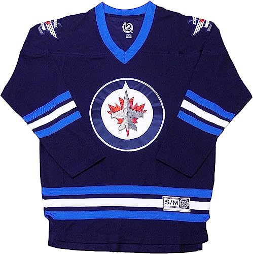 Outerstuff Winnipeg Jets Navy Premier Team Logo Youth Team Apparel Fashion Jersey (Small/Medium)