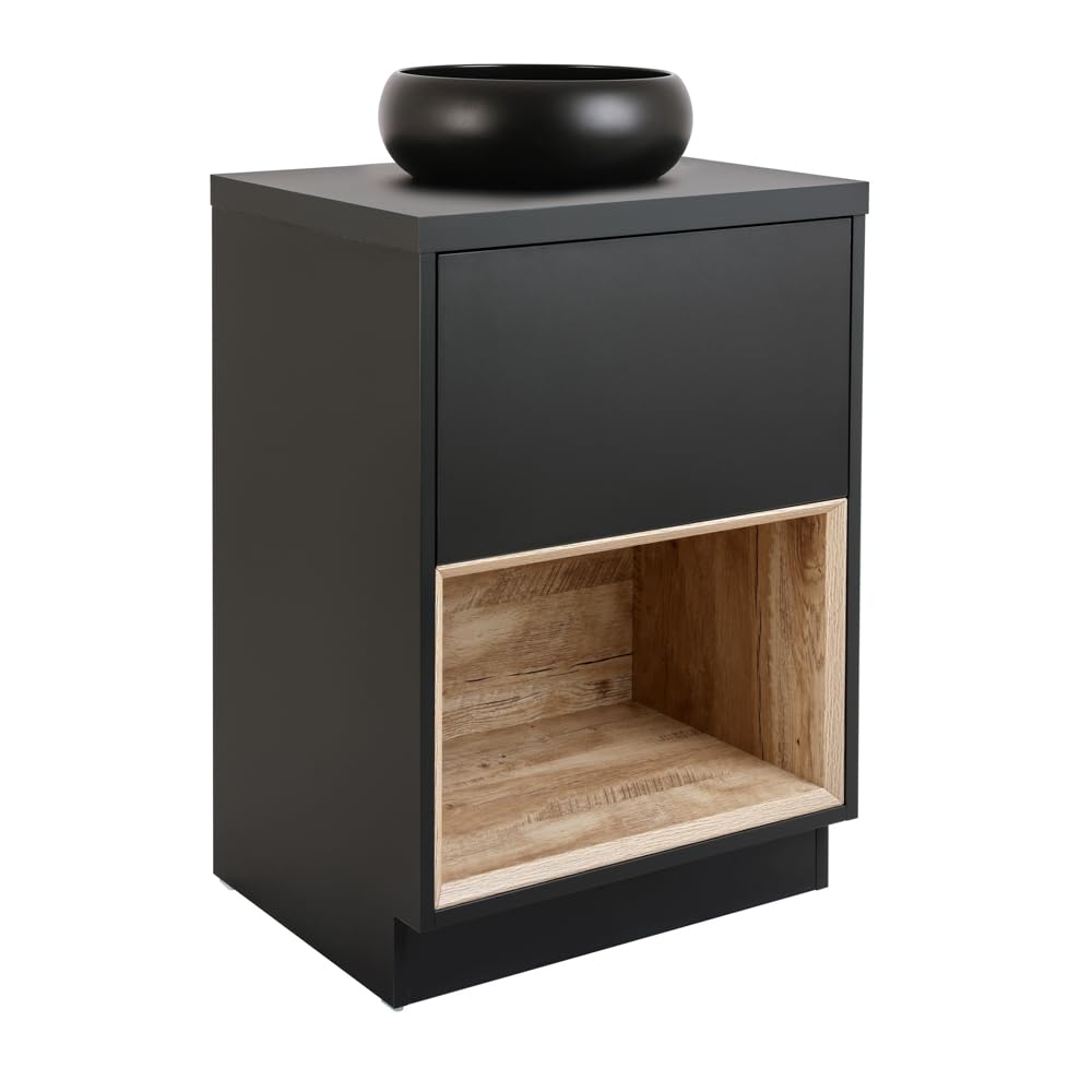 Milano Black Grey Unit / Graphite Basin Bexley Black Grey 600Mm Bathroom Vanity Unit Round Graphite Countertop Basin
