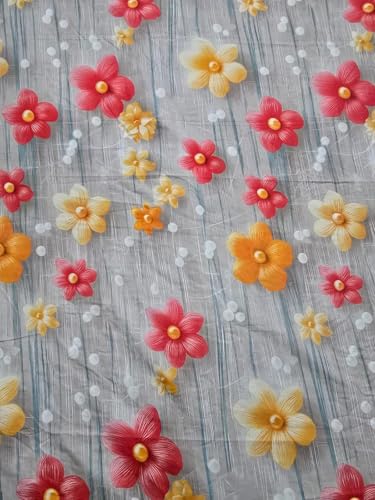 Image of 350 TC Premium Heavy Cotton 7D Print Fast Colour Feel Elastic Fitted Floral Bedsheet Double Size(72 X 72 X 8) with 2 Pillow Covers Size(17 x 27) Double Bed (Double 72x72) (Gray)