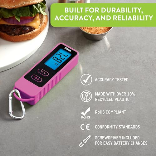Image of Taylor Tru Temp Digital Meat Thermometer with Folding Probe, Caribiner Clip