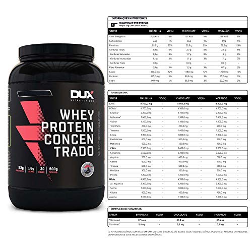 Whey Concentrado 900g Baunilha 3 Un - Dux Nutrition