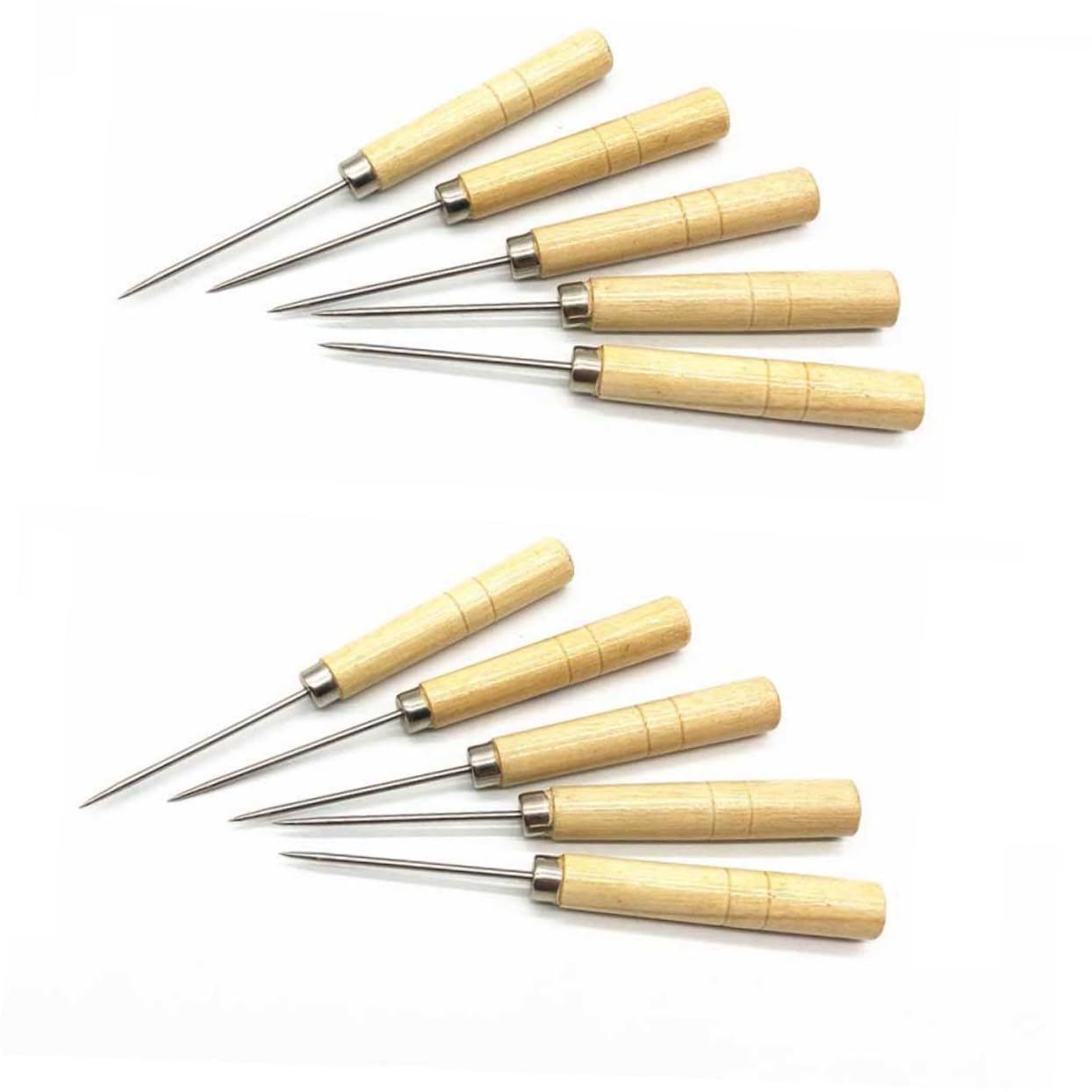 TEHAUX Wooden Handle Quilling Tool 10pcs Set Slotted Scriber Needles for Quilling Paper Cake Decoration
