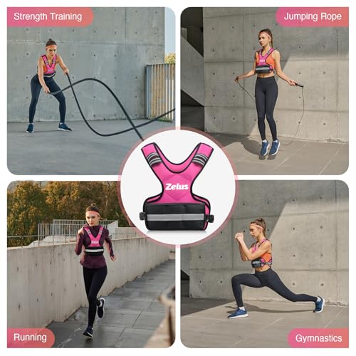 Image of ZELUS Weighted Vest for Men and Women | 4-10lb /11-20lb /20-32lb Vest with 6 Ironsand Weights for Home Workouts | Adjustable Body Weight Vest Exercise Set for Cardio and Strength Training