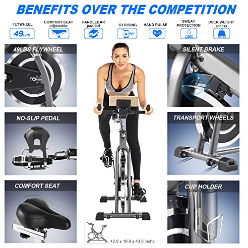 FUNMILY Indoor Cycling Bike - Stationary Exercise Bikes with Comfortable Adjustable Seat Cushion & LCD Monitor for Cardio Home Workout, 49 LBS Flywheel - Home Fitness Guru FUNMILY Indoor Cycling Bike - Stationary Exercise Bikes with Comfortable Adjustable Seat Cushion & LCD Monitor for Cardio Home Workout, 49 LBS Flywheel - Image 8