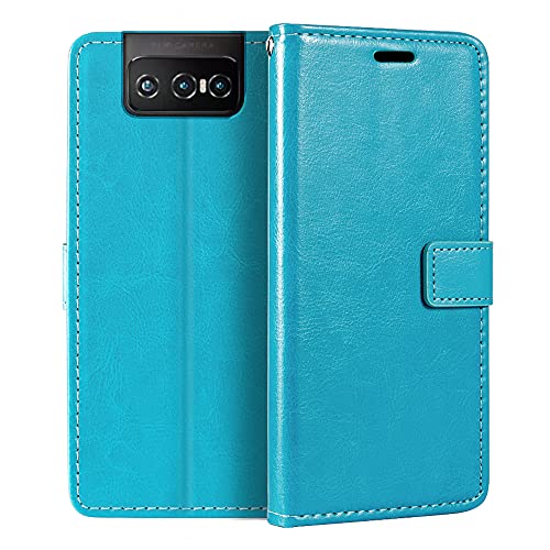 Shantime Asus Zenfone 8 Mini ZS590KS Wallet Case, Premium PU Leather Magnetic Flip Case Cover with Card Holder and Kickstand for Asus Zenfone 8 Mini ZS590KS, Sky Blue