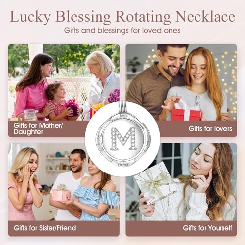 Gold Initial Necklace for Women - 14K Gold Plated Heart Necklaces, Double Rotating Letter Pendants, Personalized Women’s Jewelry, Birthday Gifts, Christmas Valentines Day Present4