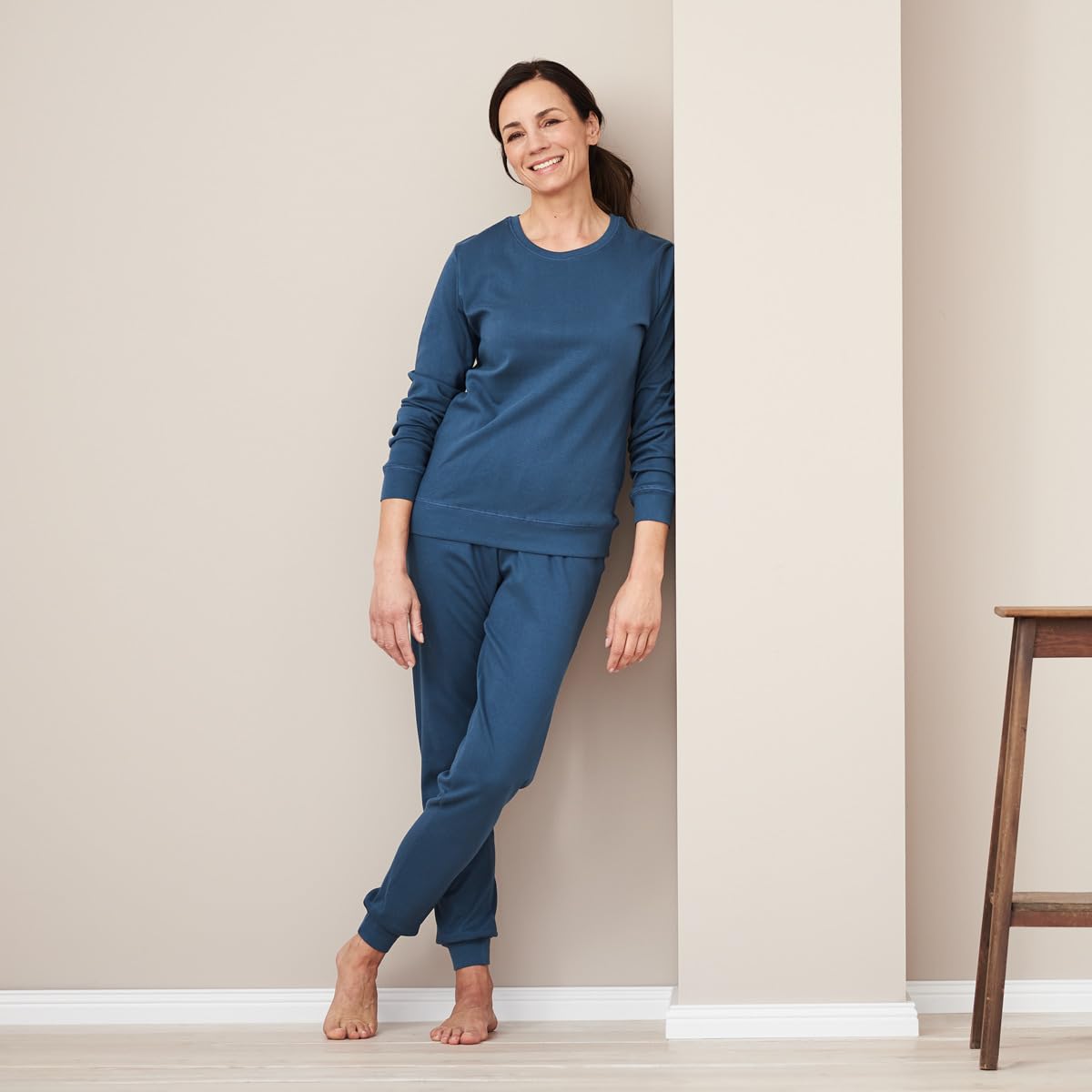 Living Crafts - Betty - Schlafanzug - Sanftes Interlock-Jersey, Bequeme Feinripp-Abschlüsse, Eingenähtes Elastisches Band, Rundhalsausschnitt, 100% Bio-Baumwolle